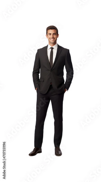 Fototapeta Businessman standing looking at camera, isolated, full body, transparent background
