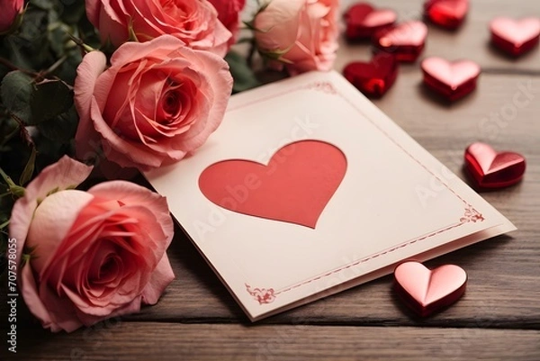 Fototapeta Valentine's Day Card with Roses