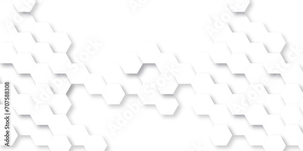 Fototapeta Abstract background with hexagon, modern abstract vector polygonal pattern. Futuristic abstract honeycomb technology white background. Luxury white hexagon pattern.