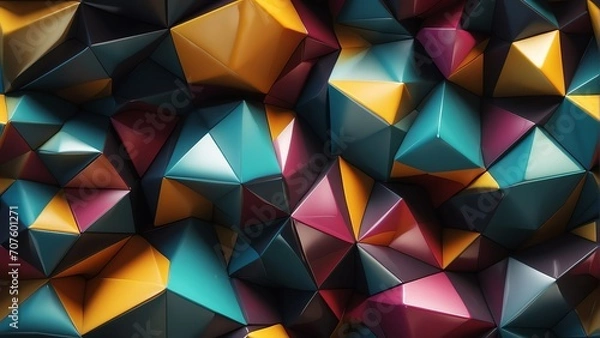 Obraz Seamless pattern of an abstract colorful dark d interior with polygonal background texture from Generative AI