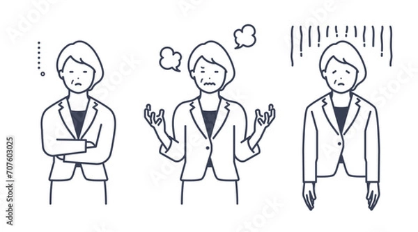 Fototapeta ミドルシニアのビジネスウーマン　ベクターイラスト素材セット