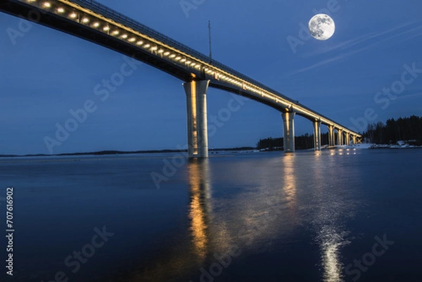 Obraz bridge lake and moon