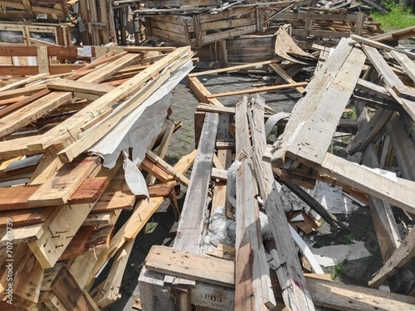 Fototapeta pile of wooden crates