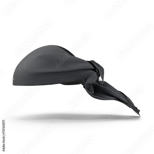 Obraz 3D rendering of a black pirate bandana with the Jolly Roger emblem
