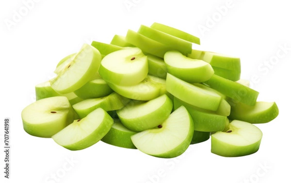 Fototapeta Sliced Green Apples, Ready to Delight with Their Crisp and Juicy Texture on White or PNG Transparent Background.