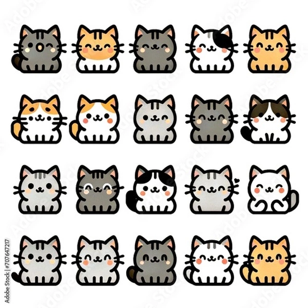 Fototapeta かわいい猫のアイコン