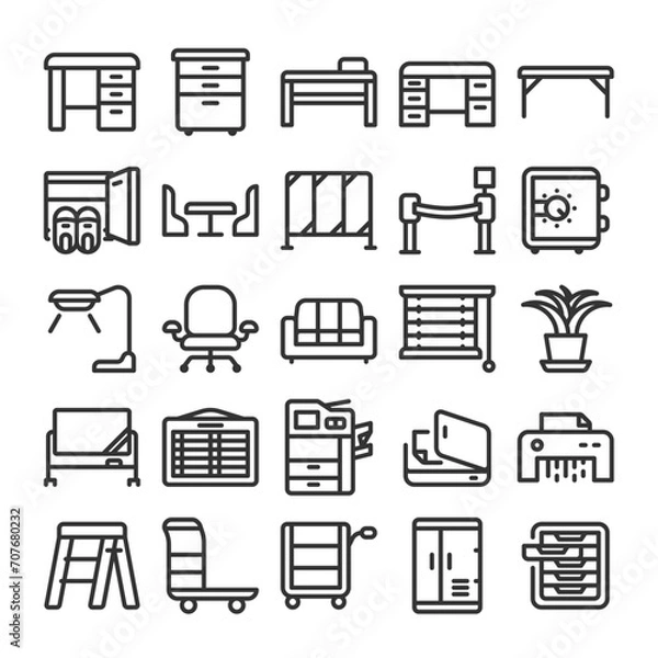 Fototapeta オフィス機器 設備 アイコン セット