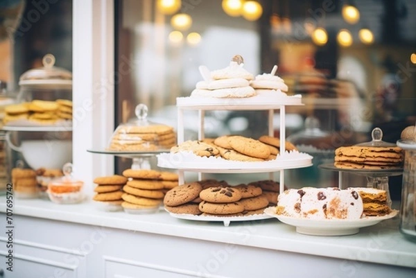 Fototapeta variety of cookies on a bakery display