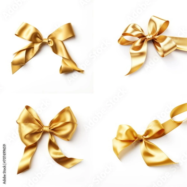 Fototapeta golden ribbon on white background