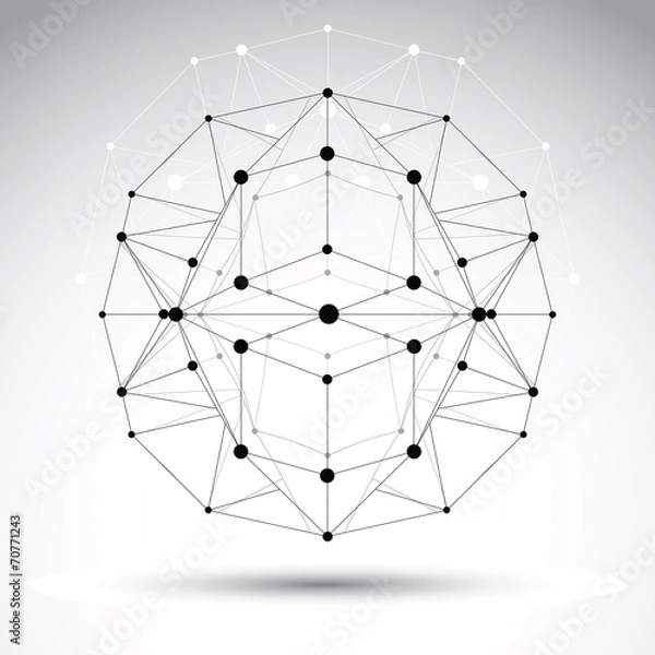 Obraz Abstract geometric 3D wireframe object, vector illustration, cle