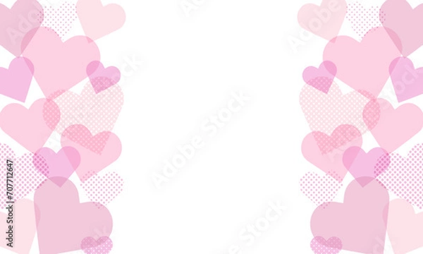 Fototapeta バレンタインに使えるドットのピンクのハートのベクターフレーム画像