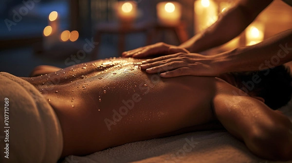 Obraz Close-up of a young woman having a massage in a spa
