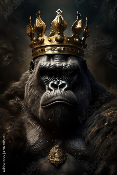 Fototapeta Royal Gorilla Swagger: King Kong with a Crown in an Ultra-Cool Design