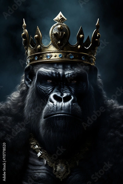Fototapeta Royal Gorilla Swagger: King Kong with a Crown in an Ultra-Cool Design