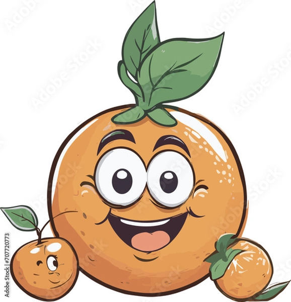 Fototapeta Cute and Funny Orange Fruit Cartoon Vector Icon