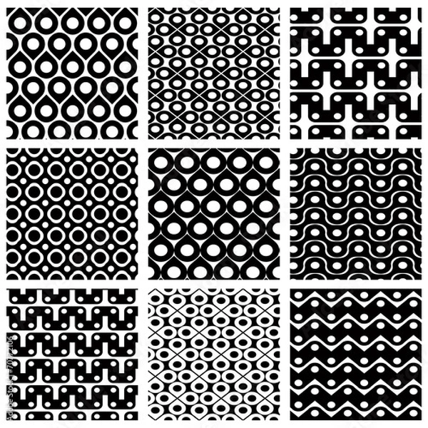 Fototapeta Set of grate seamless patterns with geometric figures, ornamenta