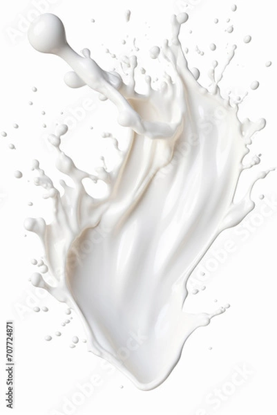 Fototapeta Milk Elegance: Dynamic White Splashes Isolated on a Transparent PNG Canvas