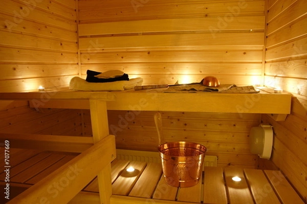 Fototapeta Interior of a Finnish sauna
