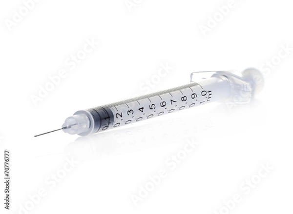 Obraz Plastic insulin syringe isolated on white background