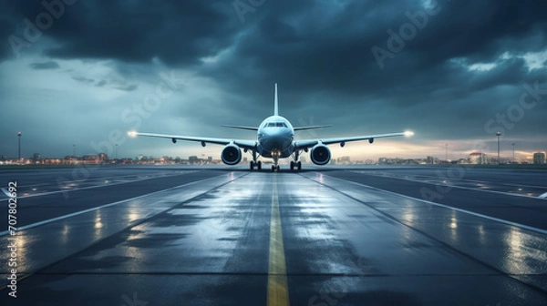 Fototapeta 空港に着陸する飛行機