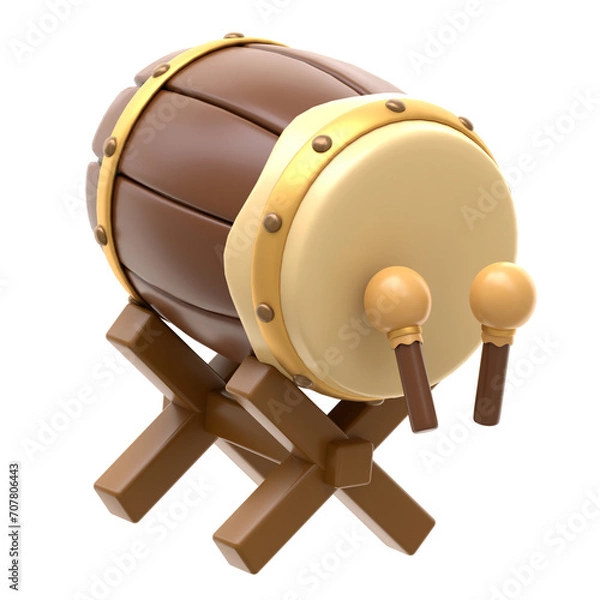 Fototapeta 3d icon Bedug Drum, 3d illustration, 3d element, 3d rendering, Graphic Elements, design element. Icon design, interface elements, concept illustration, art, user interface
