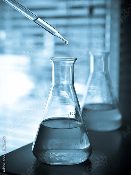 Obraz Laboratory research, Flask containing chemical liquid