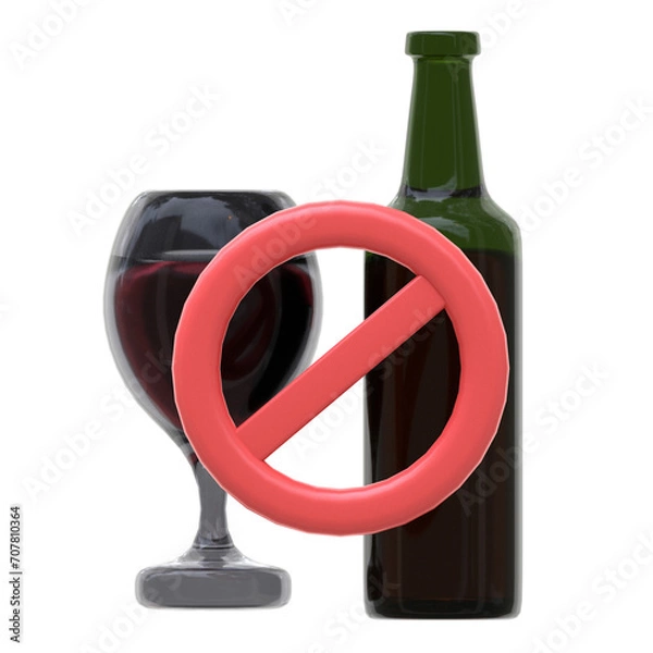 Fototapeta 3d icon No Alcohol, 3d illustration, 3d element, 3d rendering, Graphic Elements, design element. Icon design, interface elements, concept illustration, art, user interface