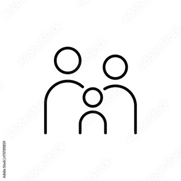 Fototapeta Family icon. Simple outline style. Parents and child, father, mother, kid, couple, together concept. Thin line symbol. Vector illustration isolated.