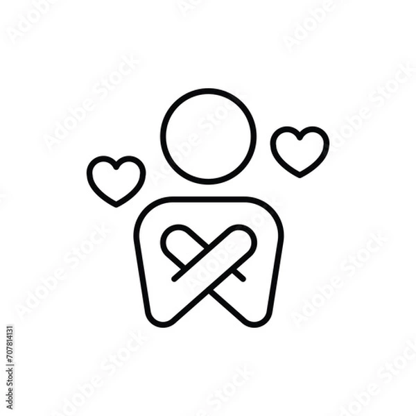 Fototapeta Your self care icon. Simple outline style. Love myself, hug, compassion, embrace my body, good and health life concept. Thin line symbol. Vector illustration isolated.