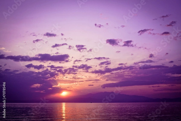 Fototapeta Dramatic sunset over the sea