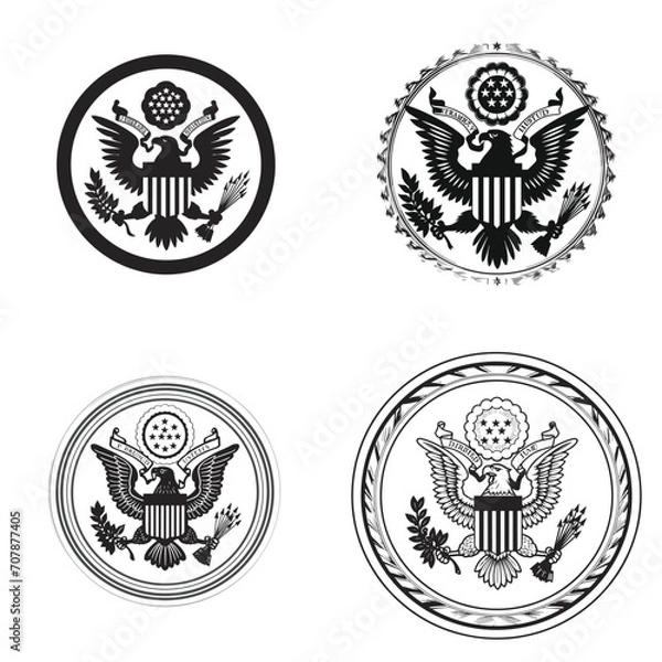 Fototapeta very simple isolated line styled vector illustration of Embassy Seal isolated in white background