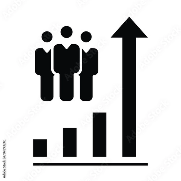 Obraz Population growth icon. Simple solid style. Increase social development, economic evolution, global demography graph concept. Black silhouette, glyph symbol. Vector illustration isolated.