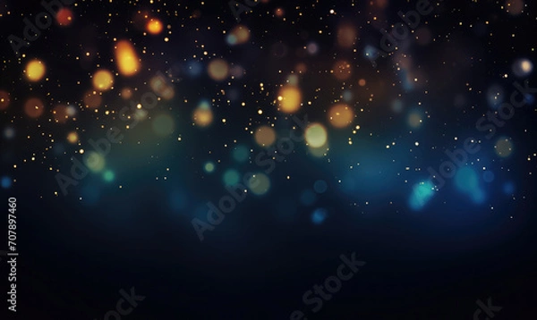 Fototapeta Abstract blurred bookeh background with soft golden lights. Dark tones 