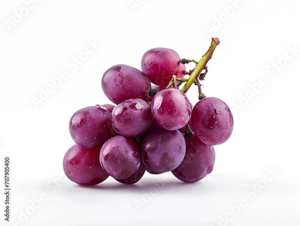 Fototapeta Fresh purple grape isolated on white background. Minimalist style. 