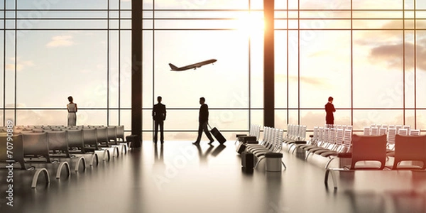 Obraz lotnisko z ludźmi