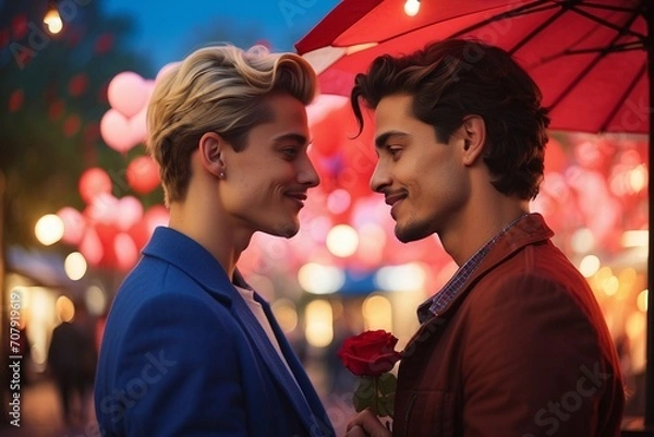 Fototapeta Love in Full Spectrum: A Vibrant Valentine's Day Affair for a Homosexual Couple
