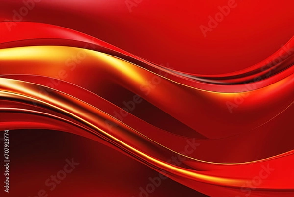 Fototapeta Red abstract wavy background. Generative Ai