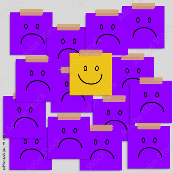 Obraz Smiley sticky notes with sad sticky notes