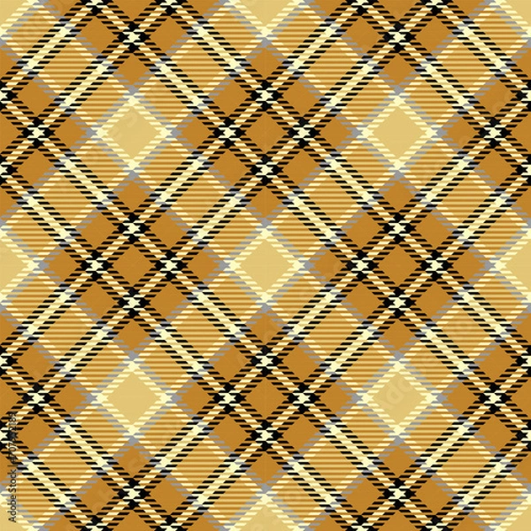 Fototapeta Gold checkered plaid background. Abstract geometric seamless pattern. Gold, yellow, black diagonal check. Traditional textile design