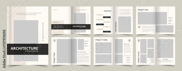 Fototapeta Architecture Portfolio Template, Portfolio Design for Architecture and Interior, A4 Size Brochure