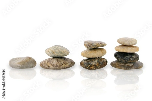 Fototapeta Four stairs of stones representing growth, isolated on white