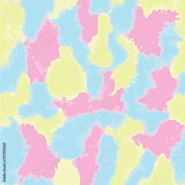 Fototapeta Tie dye pattern. Hand drawn pastel colour ornamental elements background. Pink abstract texture. Print for textile, fabric, wallpaper, wrapping paper. Seamless vector pattern, watercolour, summer