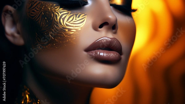 Fototapeta The beautiful fantastic makeup of a model