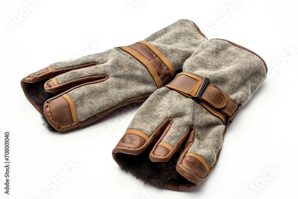 Fototapeta Hunting gloves isolated on white background created with Generative Ai