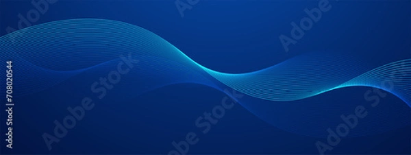 Obraz Abstract blue background with flowing lines for futuristic concept. Dynamic waves. vector illustration.