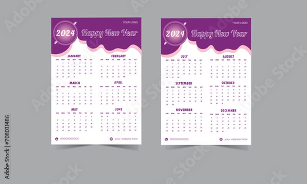Fototapeta 2024 New year desk calendar design template