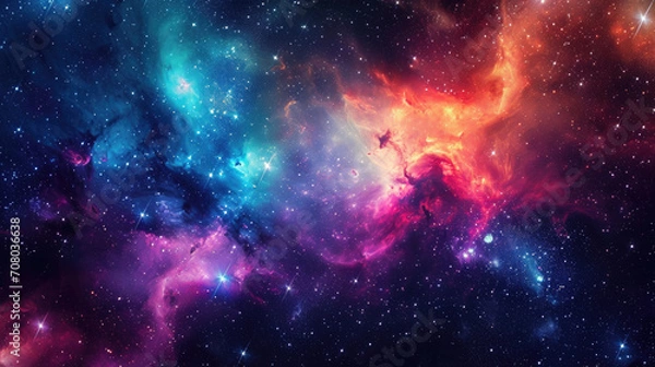 Obraz A vibrant space galaxy cloud nebula in a starry night cosmos. Perfect for astronomy and universe science themes. Supernova background wallpaper.