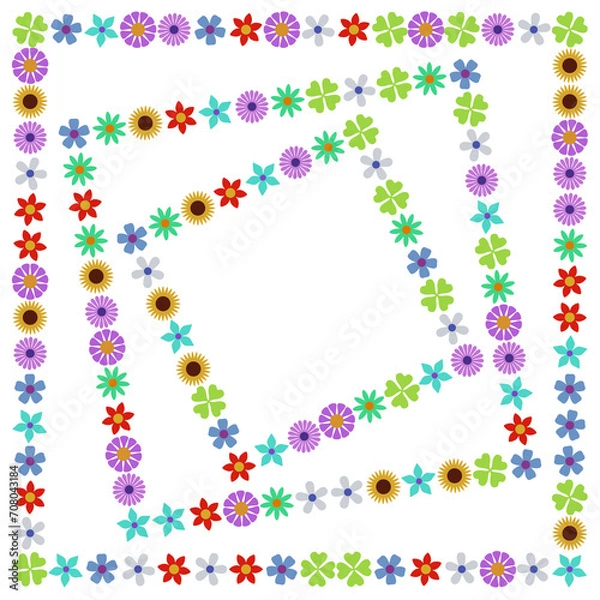 Fototapeta Colorful flower frame background. 3d rendering.	