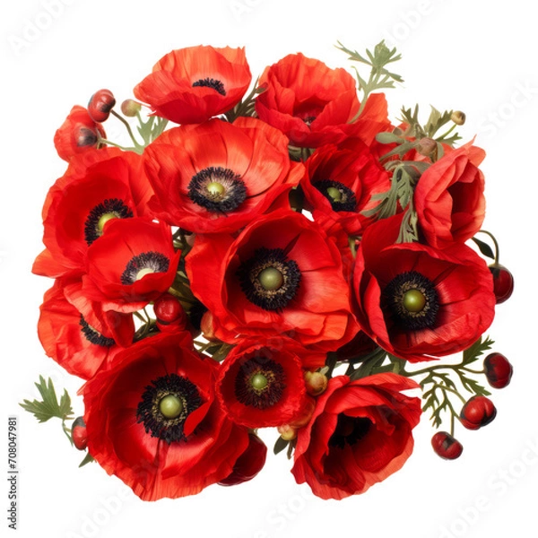 Fototapeta bouquet of poppies signifies consolation and remembrance..