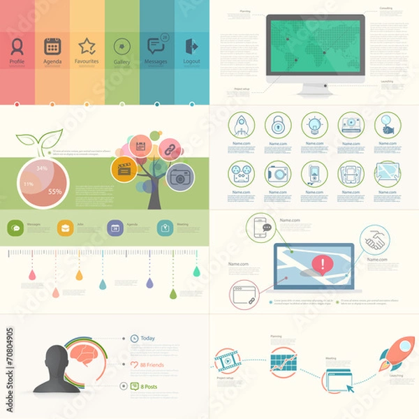 Fototapeta Set of infographics elements for presentation templates.